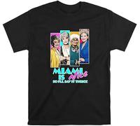 ADAMF WRNNUP Men's The Golden Miami is Nice Men Black T-Shirts Black L