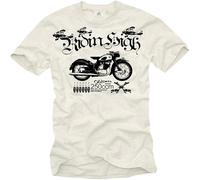 ADAMF WRNNUP Oldtimer Motorcycle T Shirt for Men Ridin High Natural White S