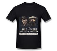 AdamimyClay® Mens Black T Shirt Hank Williams, Jr. & Chris Stapleton Tour 2016 [Large]