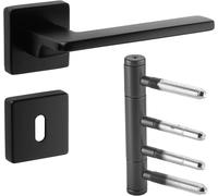 Adamo Key Door Handle Set,Black + Steel Drilling Strips,3 Pieces,Diameter 15 Mm,With Nylon Sliding Bearing,Maximum Load 60 Kg,Combination