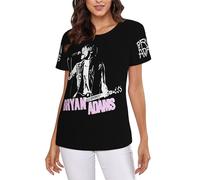 Adams Canadian Rock Singer Bryan T-Shirt Femme - Haut décontracté léger à Manches Courtes et col Ras du Cou - Tee-Shirt Mode Musique Rock - Vêtement Fans Concert et Cadeau XX-Large