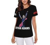 Adams Canadian Rock Singer Bryan T-Shirt Femme - Haut décontracté léger à Manches Courtes et col Ras du Cou - Tee-Shirt Mode Musique Rock - Vêtement Fans Concert et Cadeau XX-Large