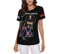 Adams Canadian Rock Singer Bryan T-Shirt Femme - Haut décontracté léger à Manches Courtes et col Ras du Cou - Tee-Shirt Mode Musique Rock - Vêtement Fans Concert et Cadeau XX-Large