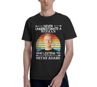 Adams Canadian Rock Singer Bryan T-Shirt Homme Coton Classique - T-Shirt Musique Rock Légende - Haut Décontracté à Manches Courtes et Col Rond - Vêtements de Fans de Concert et Cadeau Medium