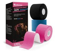 Adamson Bande de Kinésiologie - Strap Sport Élastique 5 cm x 5 m - Sans Latex, Résistante à l’Eau - Support Musculaire et Articulaire - 3 Rouleaux (Noir, Bleu, Rose) - Entraînement & Récupération