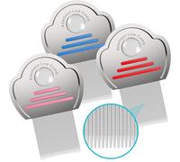 Adamson Peigne Anti Poux et Lentes - Peigne Anti Poux Enfant en Acier Inoxydable - Élimination Efficace des Poux pour Tous Types de Cheveux - Durable et Facile à Nettoyer -Ensemble Rouge, Rose et Bleu