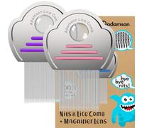 Adamson Peigne Anti Poux et Lentes - Peigne Anti Poux Enfant en Acier Inoxydable x2 - Élimination Efficace des Poux pour Tous Types de Cheveux - Durable et Facile à Nettoyer - Ensemble Rose et Violet