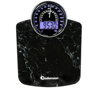 Adamson Pèse-personne Hybride - 2-en-1 Digital et Analogique - Jusqu'à 180 kg - Verre trempé épais - Grand écran - Lecture facile - NOUVEAU - Marbre Noir