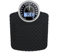 Adamson Pèse-personne Hybride - 2-en-1 Digital et Analogique - Jusqu'à 180 kg - Verre trempé épais - Grand écran - Lecture facile - NOUVEAU - Diamant Noir