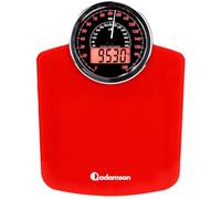 Adamson Pèse-personne Hybride + 2-en-1 Digital et Analogique - Jusqu'à 180 kg - Verre trempé épais - Grand écran - Lecture facile + NOUVEAU + Rouge