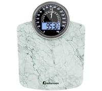 Adamson Pèse-personne Hybride + 2-en-1 Digital et Analogique - Jusqu'à 180 kg - Verre trempé épais - Grand écran - Lecture facile + NOUVEAU + Marbre Blanc