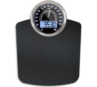 Adamson Pèse-personne Hybride + 2-en-1 Digital et Analogique - Jusqu'à 180 kg - Verre trempé épais - Grand écran - Lecture facile + NOUVEAU + Matrice Noire