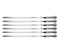 Adana Lot de 6 pics à brochettes pour barbecue, 60 cm de long x 2 cm de large, extra solides, en acier inoxydable