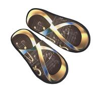 AdaNti Chaussons en fourrure avec symboles musicaux pour homme et femme - Pantoufles pelucheuses en mousse à mémoire de forme - Chaudes et confortables - Chaussures d'hiver pour intérieur et extérieur