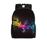 AdaNti Coloré Notes de Musique Imprimer Sacs À Dos Imperméable Léger Sac À Bandoulière Casual Pour Travail Voyage Camping, Noir , taille unique