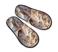 AdaNti Pantoufles en fourrure à mémoire de forme pour homme et femme, motif étoile de mer, coquillages, sable, sable, chaussures d'hiver pour intérieur et extérieur, taille M