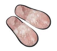 AdaNti Pantoufles en fourrure avec fond marbre or rose pour homme et femme - Pantoufles pelucheuses en mousse à mémoire de forme chaudes et confortables - Chaussures d'hiver pour intérieur et