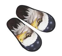 AdaNti Pantoufles en fourrure d'aigle à tête blanche pour homme et femme - Pantoufles pelucheuses en mousse à mémoire de forme chaudes et confortables - Chaussures d'hiver pour intérieur et extérieur