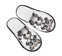 AdaNti Pantoufles en fourrure de raton laveur mignons pour homme et femme - Pantoufles pelucheuses en mousse à mémoire de forme - Chaudes et confortables - Chaussures d'hiver pour intérieur et