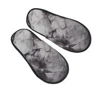 AdaNti Pantoufles en fourrure marbre noir clair pour homme et femme - Chaussons pelucheux en mousse à mémoire de forme - Chaudes et confortables - Chaussures d'hiver pour l'intérieur et l'extérieur