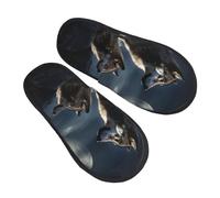 AdaNti Wolves in the moonlight Chaussons en fourrure pour homme et femme - Chaussons pelucheux en mousse à mémoire de forme - Chaudes et confortables - Chaussures d'hiver pour intérieur et extérieur