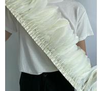 ADAOQIN Garniture en Plumes d'oie Blanches 2 mètres de Franges en Plumes d'oie Naturelles et moelleuses, Longueur 15-20 cm, décoration de Jupe DIY