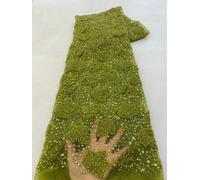 ADAOQIN Tissu Africain en Dentelle à Paillettes, 5 mètres, Broderie en Dentelle, Tissu en Maille perlée pour Robe de soirée de Mariage pour Femme