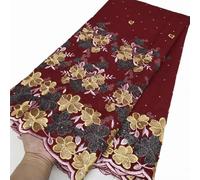 ADAOQIN Tissu Africain en Dentelle de Tulle et Coton damassé pour Robe de soirée Formelle, 5 mètres