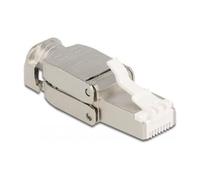 DeLOCK Connecteur RJ45 Mâle Cat.6A STP sans outil, corps en zinc, pour câble S/UTP (STP) AWG 22-24, diamètre externe max. 8.5mm, dimensions 14.4x42.2x14.4mm