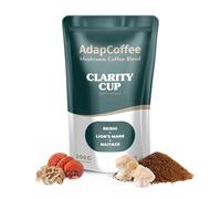 AdapCoffee - Clarity Cup - Café Instantané aux Champignons Adaptogènes - 50 Tasses - Lion’s Mane, Reishi, Maitake - Focus et Vitalité - Saveur Gourmande Cacao Brut - 200g