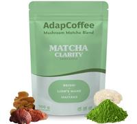 AdapCoffee - Matcha Clarity - Thé Matcha Cérémonial aux Champignons Adaptogènes - Lion’s Mane, Reishi & Maitake - Énergie Naturelle & Concentration - Vegan, Sans Sucre Ajouté - 25 tasses (100g)