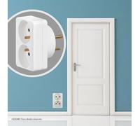 Adapt.2P+T Pour 2Fiches Sur Prise 20A, Fonction Compacte Pour 2 Fiches Sur 1 Prise, Éclips De Protection Pour Enfants, Adaptateur Blanc Pour Prise 20A