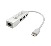 ADAPT. USB TYPE C MALE TO RJ45 10/100/1000 Mbps + HUB Alluimium Connectland