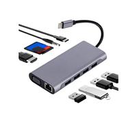 Adaptador de Hub USB C com 4K HD, VGA, 3.0, 100mbps RJ45 Ethernet, 87W PD para Mini, Pro, Pro