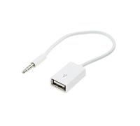 adaptare 14030 Câble d'entrée auxiliaire de 10 cm Fiche jack 3,5 mm vers USB 2.0 femelle type A blanc