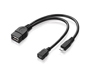 adaptare 40228 USB-OTG Adapter-Kabel Micro-USB 2.0-Stecker USB-Buchse Typ A + Strom-Anschluss für externe Festplatte und andere Geräte