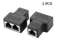 Adaptateur 1 à 2 pour répartiteur de câble Ethernet, Rj45 8P8C, version PC, accès Internet simultané IPTV, haut débit, connexion à trois voies-2 PCS