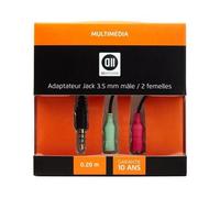 ADAPTATEUR 1 JACK MÂLE 3,5MM 2 JACK FEMELLE 3,5MM D2 DIFFUSION
