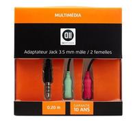 Adaptateur 1 Jack mâle 3,5mm / 2 Jack femelle 3,5mm D2 Diffusion