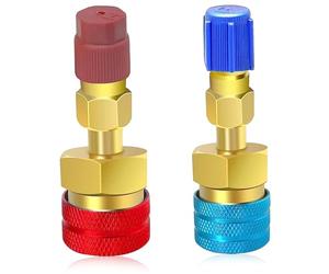 Adaptateur 1234YF, 2PCS 1234YF Adaptateur Raccords Coupleurs rapides Kit Copper High Side Low Side R1234Y