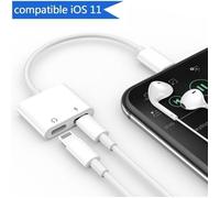 Adaptateur 2 en 1 - ZISONIX - Lightning - Casque et Chargeur - Compatible iPhone X/8/7 - Noir