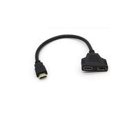 Adaptateur 2 ports Cable HDMI pour PC ASUS VivoBook Television TV Console Gold 3D FULL HD 4K Ecran 1080p Rallonge (NOIR)