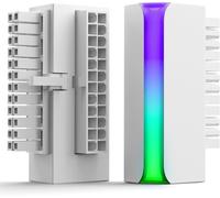 Adaptateur 24Pin 90 Dr Pour Carte Mère,Connecteur 5V 3Pin Rgb À 90 Degrés Pour Atx/Matx/Itx,Adaptateur D'Alimentation 24Pin Mâle À Femelle Pour Carte Mère De Bureau,Blanc