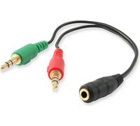 Adaptateur 2x jack 3,5mm (Micro + Casque) vers 1x Jack 3,5mm (Noir)