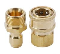 Adaptateur 3/8 M22 pour nettoyeur haute pression - Kit de connexion rapide en laiton et acier inoxydable - Verrou à bille 200 bar (3000 psi) femelle 3/8 vers connecteur fileté mâle 3/8 pour tuyaux et