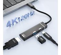 Adaptateur 3 en 1 USB C vers HDMI (4K @ 120 Hz) avec PD 100 W + ports USB 3.0, convertisseur AV numérique multiport HDMI vers Type-C pour iPhone 17/16, MacBook Pro/Air, Switch, iPad vers TV/projecteur