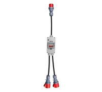 Adaptateur 32A vers 16A avec disjoncteur,Adaptateur CEE Courant Fort couplage, rallonge cuivre Pur 5 pôles 104cm,IP44 étanche Prise,pour Caravane,Famille,Industrie,Camping Car