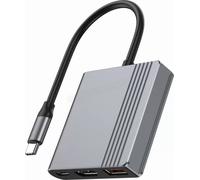 Adaptateur 3en1 USB-C CableXpert vers USB-A + HDMI + USB-C 18cm (Gris)