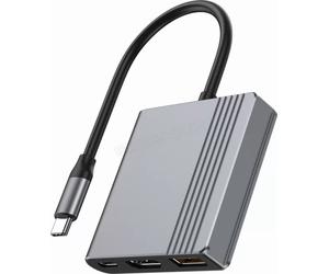 Adaptateur 3en1 USB-C CableXpert vers USB-A + HDMI + USB-C 18cm (Gris)