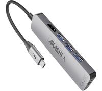 adaptateur 4 en 1 multiports, USB-C / USB 3.0 / HDMI 4K Adapter by Akashi - Gris